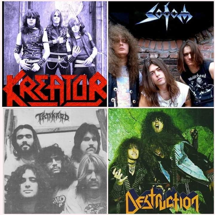 Трэш 4. Sodom Band. Thrash Metal группы. Трэш метал группа Kreator постеры. Kreator Sodom Destruction.