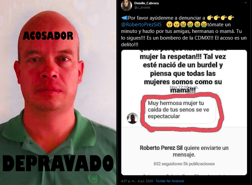 BodoqueBombero's tweet photo. Con la novedad de que el compañero  Roberto Perez Sil, Bombero de Coyoacan se la pasa acosando a mujeres en twitter con mensajes lascivos, compañeras, cuídense de este depravado. 

NO QUEREMOS MÁS BASURA ASÍ EN EL HCB. https://t.co/jd9GJWFsb7