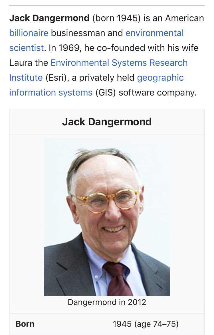 46/ JACK DANGERMOND-Runs geographic information systems (GIS) software company-Works with [BC] & Clinton Global Initiative, internationally-Son of “Dutch immigrants” that came here after 1945 I can’t overstate the importance of someone running a GIS co for tracking