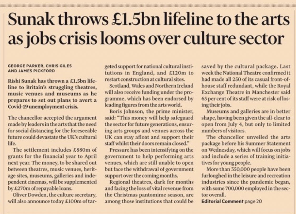 Story in the FT tomorrow: “£1.5bn lifeline to the arts” (via <a href="/AllieHBNews/">Allie Hodgkins-Brown</a>)