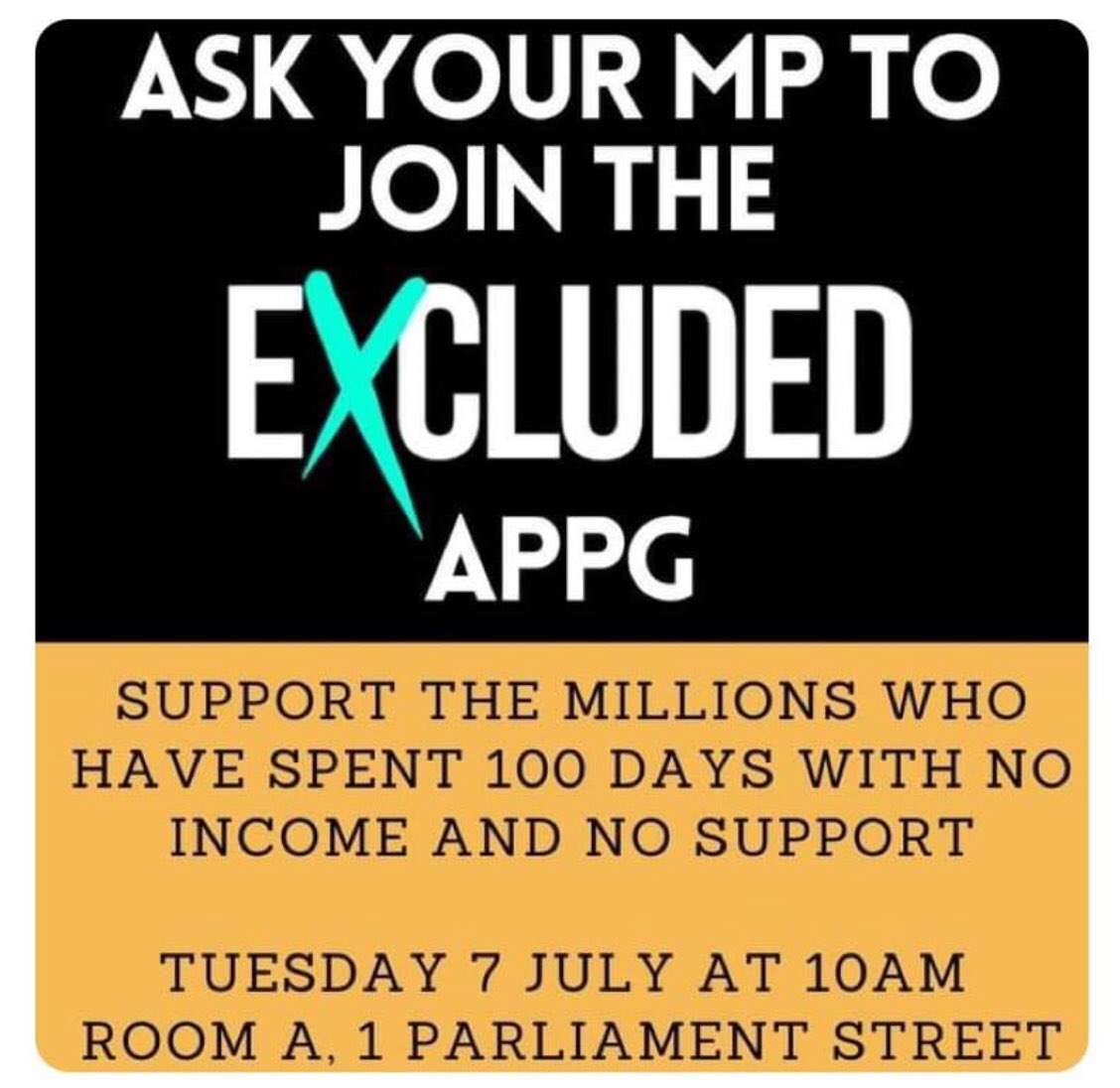 WellbeingGrace's tweet photo. @jamesowild Any chance you’ll wear that at the #ExcludedUK APPG on Tuesday to represent people who have had 100+ days with no support? https://t.co/Kei5qJBj5h