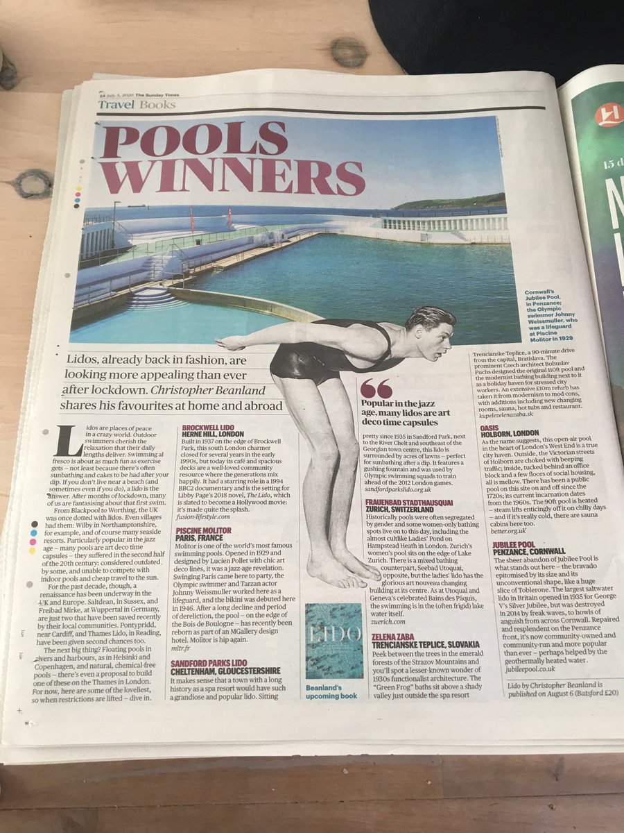 luciaclaire's tweet photo. More Lido goodness in today’s @thetimes written by @ChrisBeanland most probably while wearing his famous pink trunks. https://t.co/hIQXA3tdfw