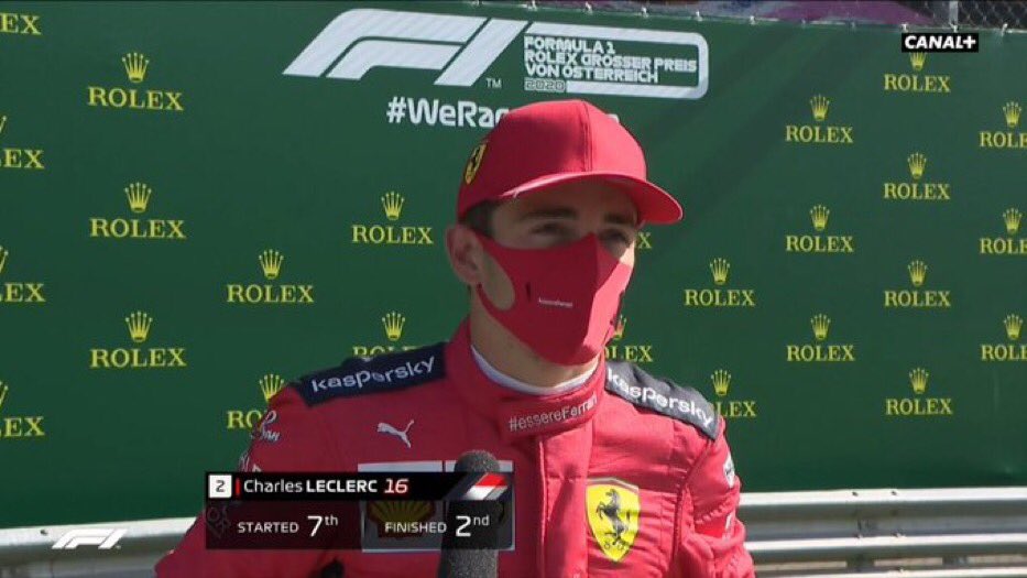 Il est là le pilote du jour , partant P7 avec une voiture qui n’avance pas il a su rester calme et saisir la bonne opportunitée pour finir P2 ✅
Bravo @Charles_Leclerc 🔥
#F1 #F12020 #Formule1 #Charles16 #CL16 #Ferrari #essereFerrari #Leclerc #AustrianGP 🇦🇹 https://t.co/HqeePcuddq