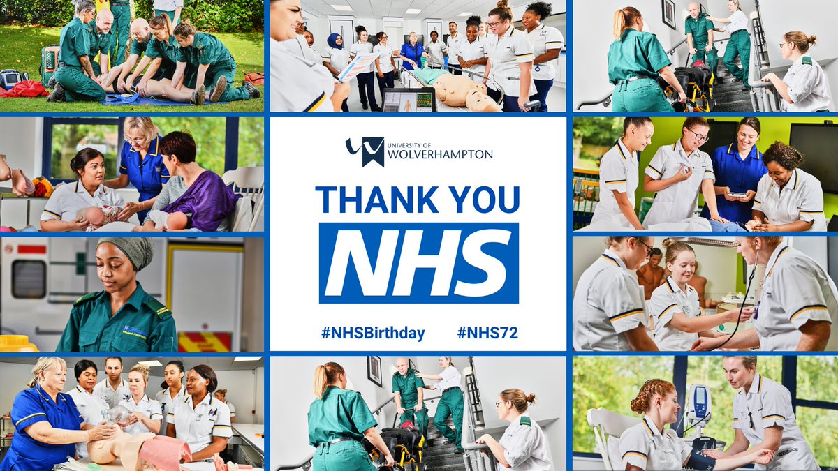 wlv_uni's tweet photo. More so than ever, the spotlight has well &amp; truly been on our NHS. This #NHSBirthday we are saying #ThankYouTogether with one final clap for our key workers.

Thank you to our students, apprentices, graduates &amp; staff working on the frontline - we are so proud of you all ❤️ https://t.co/q66rVRWhRq