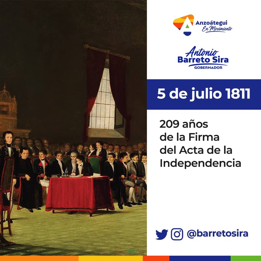BarretoSira's tweet photo. ¡Que viva #Venezuela! 
Cada 5 de julio debemos reafirmar nuestros sentimientos de nacionalidad, reavivar el orgullo de ser venezolanos y la convicción de lucha.

_
Este país lo vamos a recuperar y volveremos a celebrar con alegría nuestras fechas patrias, nuestra libertad! https://t.co/HDEMx8bs5x