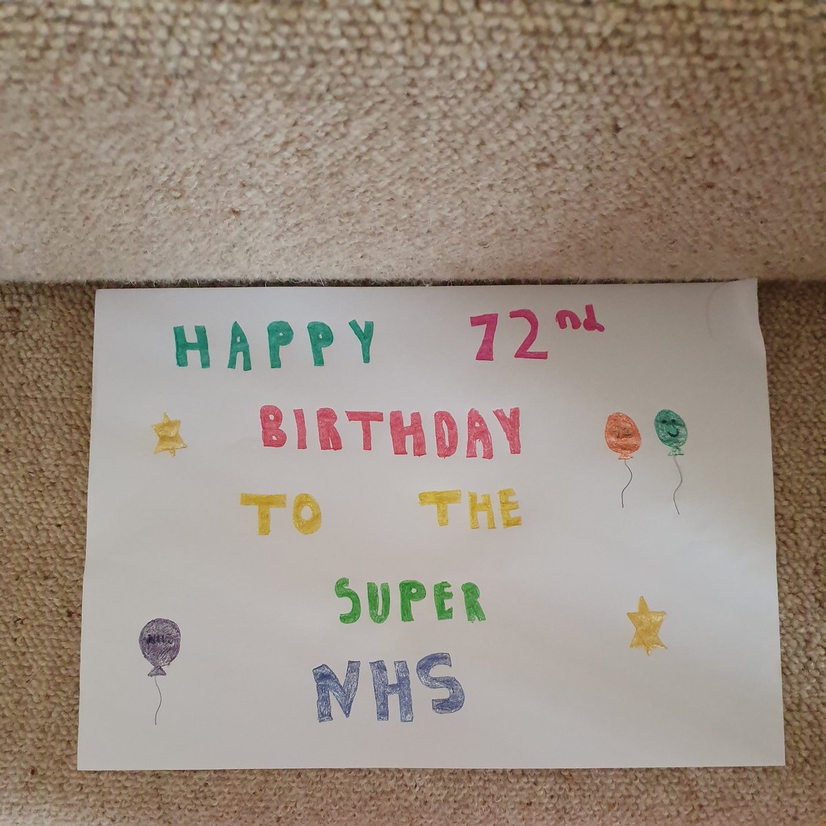 Ritu_Sharma36's tweet photo. Because of the NHS's 72nd Birthday, Riya made a poster to stick in the window, along with their Rainbow. Now, at 5 PM, we will join in with the entire United Kingdom, clapping for the amazing NHS's dedication in helping us fighting against this pandemic. 
Thank You NHS.
🏳️‍🌈❤🙏😀 https://t.co/sp5mULe5FX