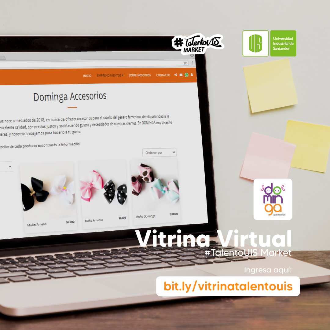 UISCultural's tweet image. Aprovecha tu domingo para visitar la #VitrinaVirtual de #TalentoUIS Market. En Dominga Accesorios, por ejemplo, podrás comprar accesorios para el cabello del género femenino.

Clic aquí: bit.ly/vitrinatalento… 

@UIS @EL_CARTEL @EmprenderUIS