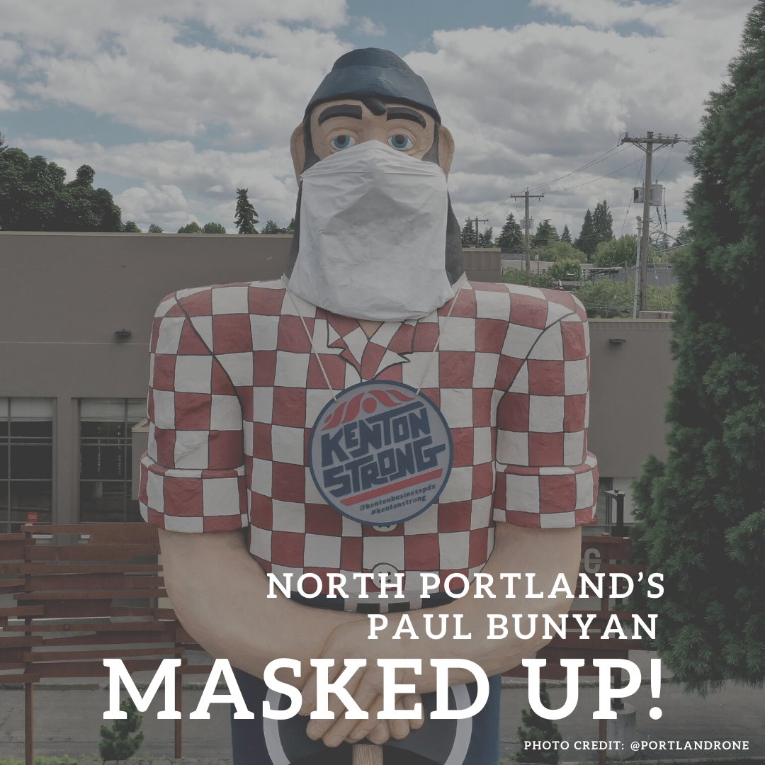 OregonGovBrown's tweet photo. Oregonians flattened the curve once, and we can do it again. But crushing COVID-19 is going to take each and every one of us doing our part: physical distancing and wearing a face covering around others. Thanks for the good example, @PaulBunyanPDX @redmondair &amp; Sweet Wife Baking! https://t.co/fAsEhtFCrY