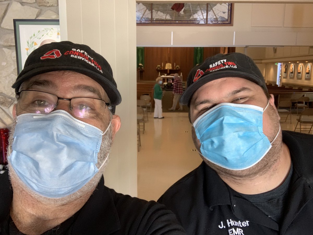SafetyCSllc's tweet image. The family affair continues today at the church in Cayucos, CA. My son James Geoffrey Hunter is helping conduct the wellness and temperature checks of the parishioners as they arrive for Sunday morning mass. #safetyconsultingservicesllc #temperaturechecks #covid19