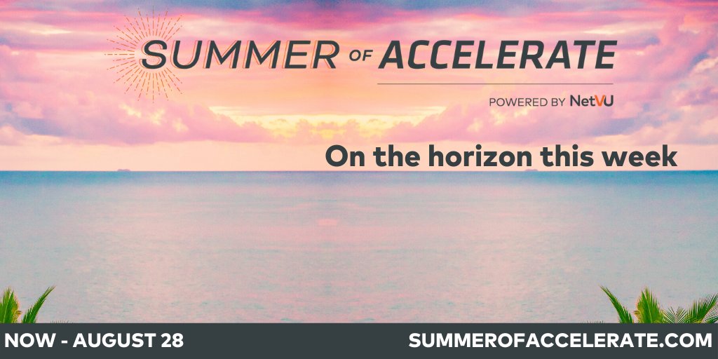 NetVU_Now's tweet photo. Hope you had a great weekend so far! Coming up this week for Summer of Accelerate we have multiple sessions for you to choose from. Product specific and some business focus classes tailored just for you. Learn more at https://t.co/WRMP4CoOB8 #SummerofAccelerate #NetVUNow https://t.co/Q8TQXCkpAz
