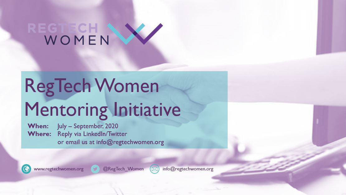 Do you work in the #RegTech industry?

Would you like a #mentor? 

Or, are you able to help to mentor someone?

Please comment below indicating whether you would like to be a mentor or be mentored & we will match women up to help each other! 

#WomenInRegTech #LetsHelpEachOther