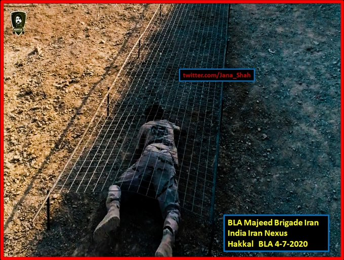 Jana_Shah's tweet photo. [1]
Analysis: #BLA video #KarachiStockExchange attack
carries hallmarks of #India-#Iran terror nexus

1. Rip off copy of Under Armour brand to falsely implicate US hand in BLA Ops
2.Terror training facility has structure made of #Iranian steel Rabar
3. Iranian building material https://t.co/HhI1qgrkwp