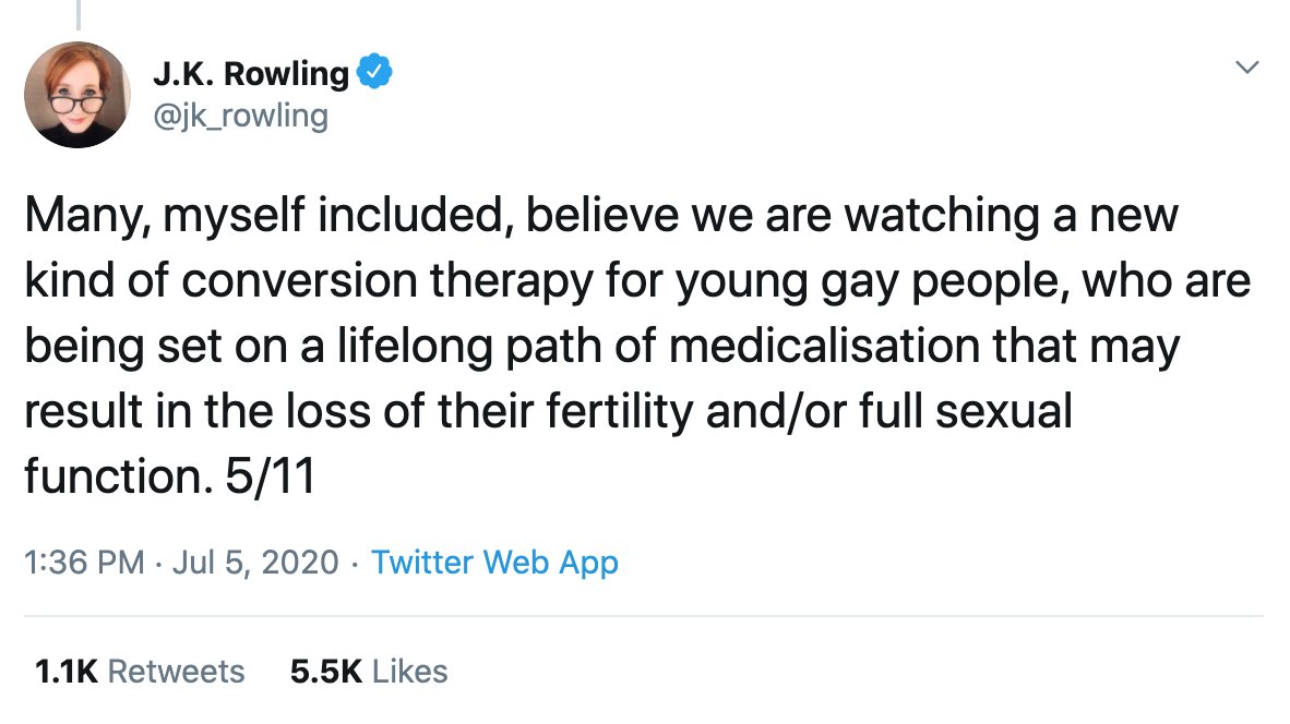 15/35 - Transition is NOT conversion therapy.Again, Rowling returns to the bigoted myth that trans people are being rushed into transitioning. Despite it often taking *years* in the UK to even get an appointment.