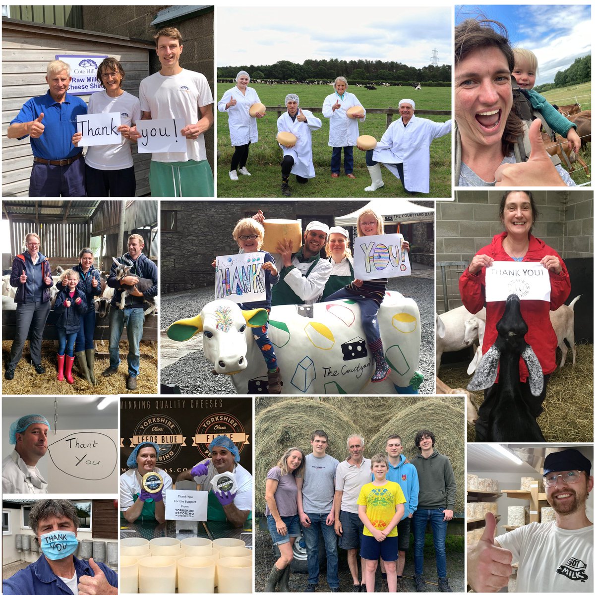Over the last 3 months, by simply buying farmhouse cheese mail order YOU have enabled our family business and many farmhouse cheesemakers to keep going.  
Without you buying mail order The Courtyard Dairy and many farm cheesemakers pictured here wouldn't have survived.
THANK YOU.