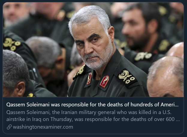 15)And just like Rashid, Omar was angry over President Trump’s decision to eliminate the world’s leading terrorist, Qassem Soleimani, and carefully described him as a “foreign official.”