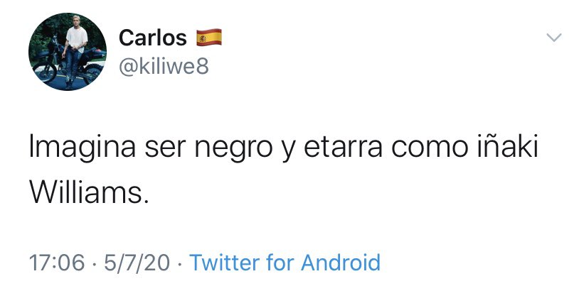 Kallerwriter's tweet photo. Luego hay quien dice que movimientos como ‘Black Lives Matter’ solo son moda, postureo, que están de más, que son cosa de USA... Necesitamos un ‘Black lives matter’ cada semana para acabar con esta puta lacra. Ánimo Iñaki @Williaaams45! ✊🏾 https://t.co/C6FE53YRKi