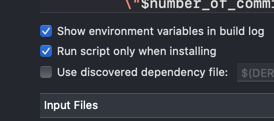 noahsark769's tweet photo. Xcode 12 adds a new option to skip build script execution in incremental builds if the inputs and outputs haven't changed! (first image is Xcode 11, second 12) https://t.co/aN5VeW52Gk