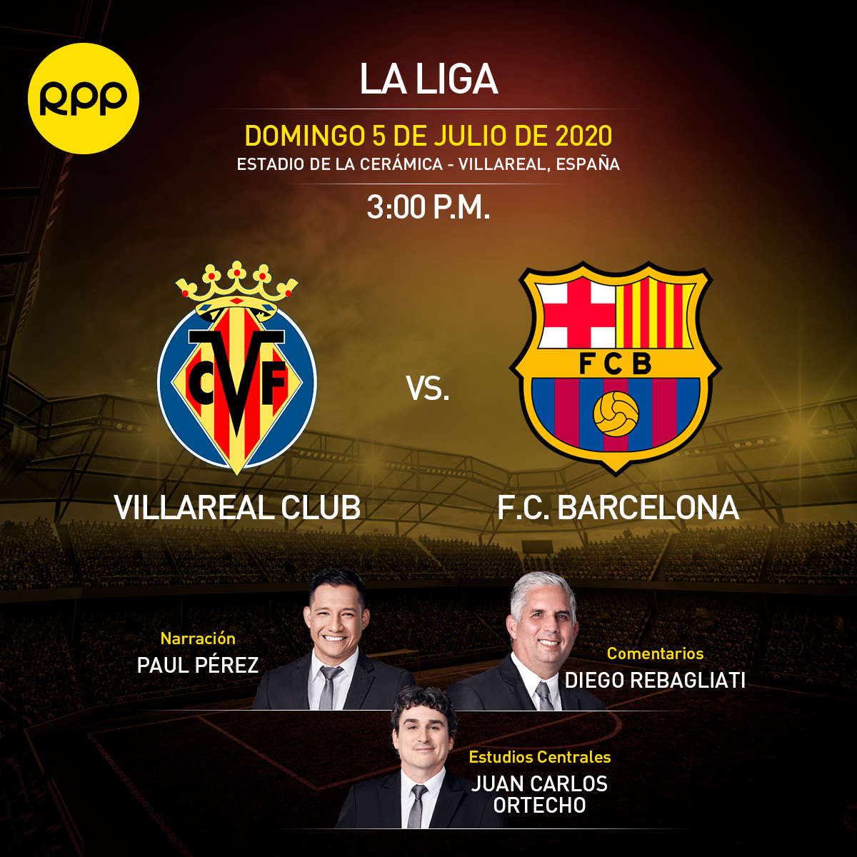RPPDeportes's tweet photo. ⚽️¡HOY desde las 3.00 PM, @FCBarcelona está obligado a derrotar a domicilio al @VillarealCF por la LaLiga! #MessixRPP 🇪🇸

🎙️ Escúchalo EN VIVO por @RPPNoticias 
📻 89.7 FM y 730 AM 

Junto a @PaulPerezRioja, @diegoreba y @jcortecho 🙌 https://t.co/ebGyWzMv3w