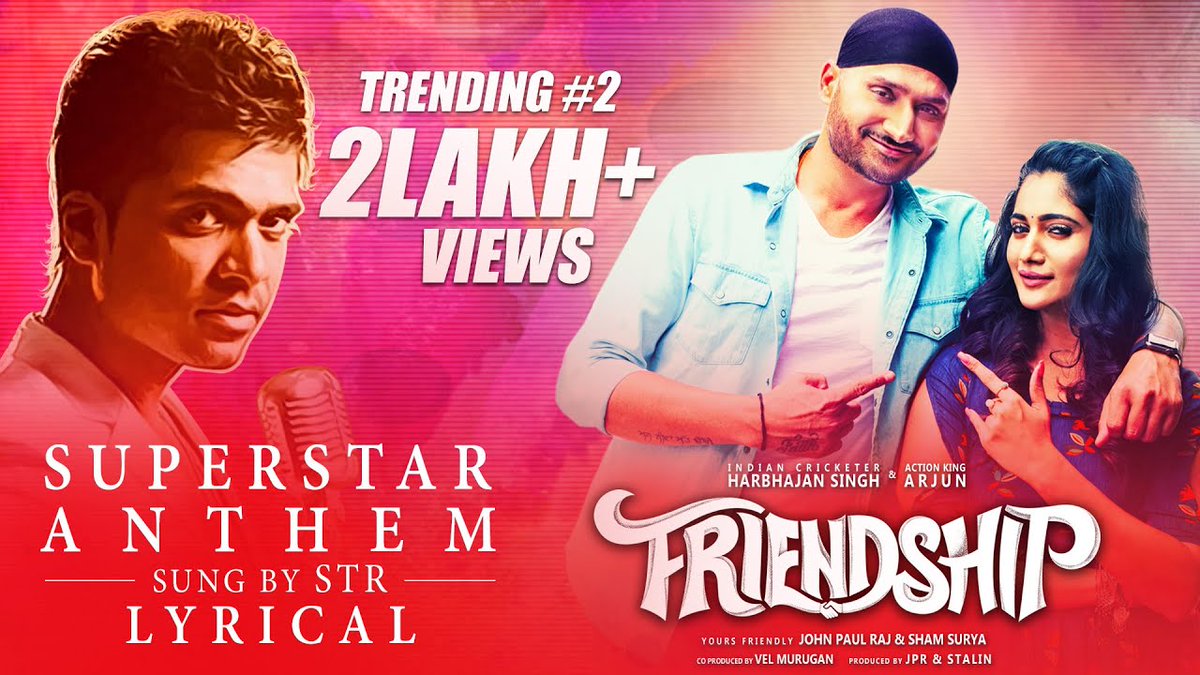 KettavaNallavan's tweet photo. #SuperStarAnthem
Just now listened superstar anthem from friendship movie sung by our #STR marana goosebumps song our thala #strvoice lyrics gowtham r music by @DmUdhayakumar 

Cast by @harbhajan_singh #LosliyaMariyanesan @akarjunofficial https://t.co/lMfvOYSO3s