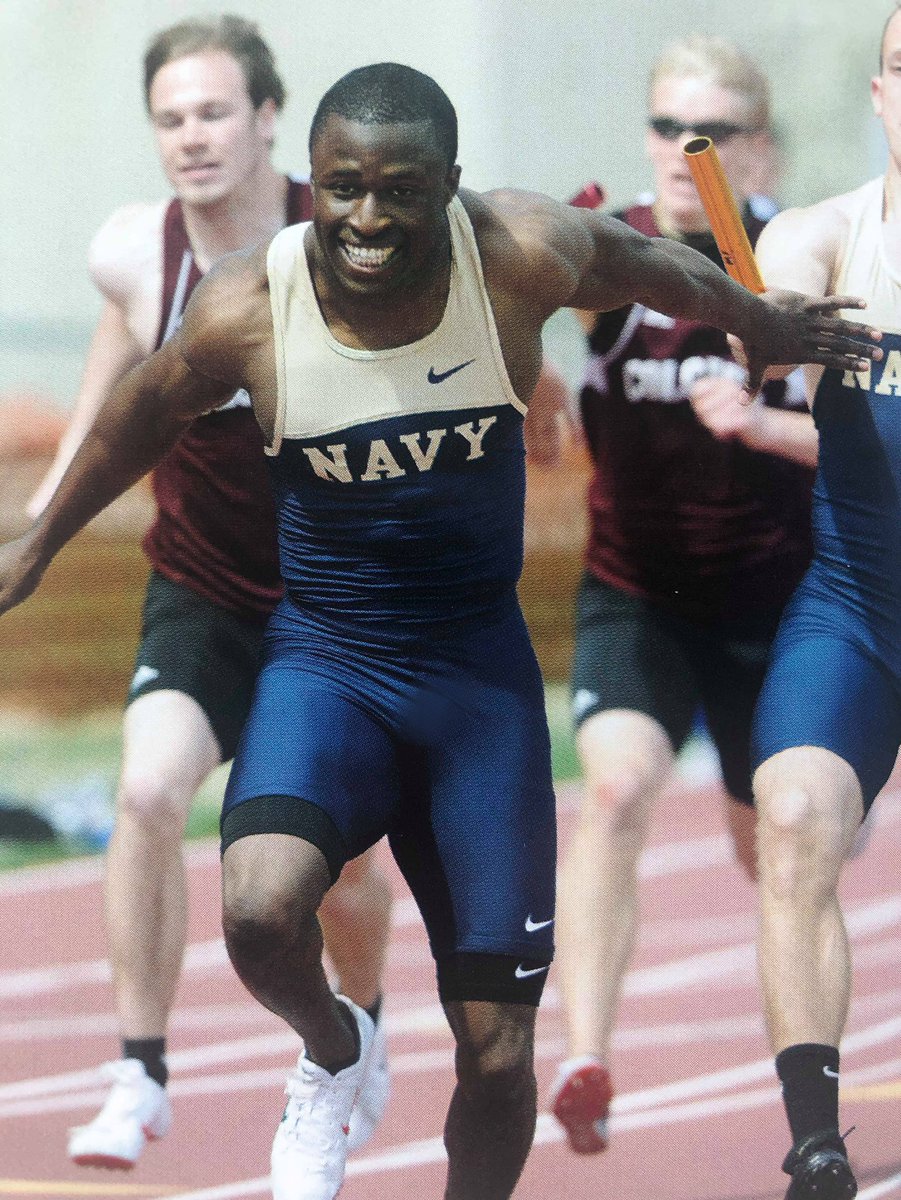 Jesse_Iwuji's tweet photo. What do you think I was thinking here? (Funny answers only)😬 #NavyTrack #USNA #sprintrelay #4x100 https://t.co/ZTzf14yLxz