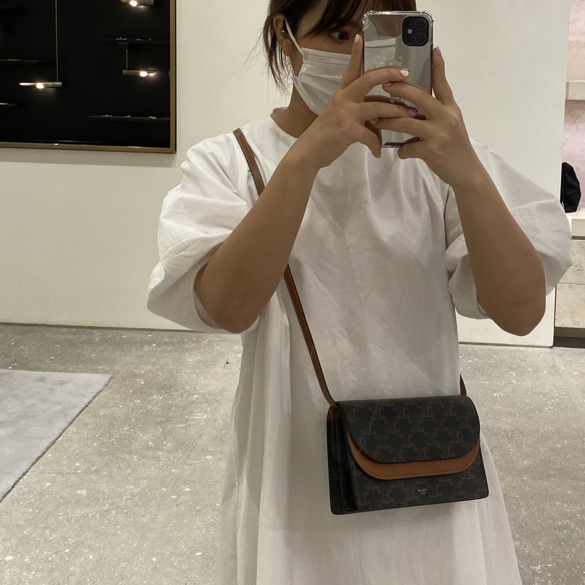celine wallet on strap in triomphe canvas