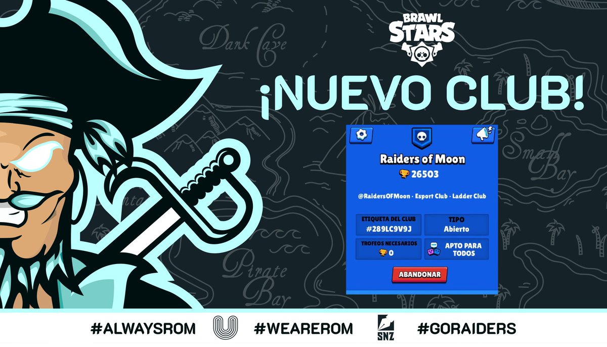 #ROMBS | Nuevo Club 💀

¡Piratas!
Están todos invitados al nuevo Club de #BrawlStars, ¡los esperamos! 🏴‍☠️

TAG del Club: #289LC9V9J

Link directo: link.brawlstars.com/invite/band/es…

#WeAreROM #GoRaiders #BS #Club