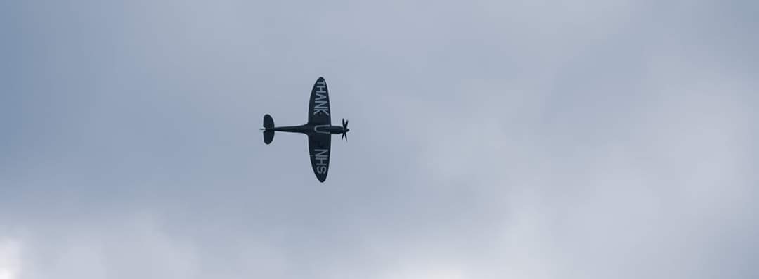 nicola_owen2's tweet photo. Amazing to see the #NHSSpitfire, it came right over us at our little spot on its way to @enherts Lister hospital! What a way to mark the 72nd anniversary and a way to say #ThankYouNHS 🏥🎉🎊 #NHS72 @Dont_Pose https://t.co/kwcPq0vAci