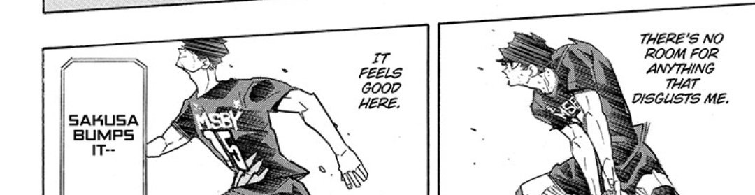 Haikyuu ch 400

He is having so much fun up against strong players, especially Ushijima, his long-time rival to the point that he would smile.

He's really enjoying this game.

note: smiles for ushijima, yes, we're pushing thru with our sakubeef agenda 