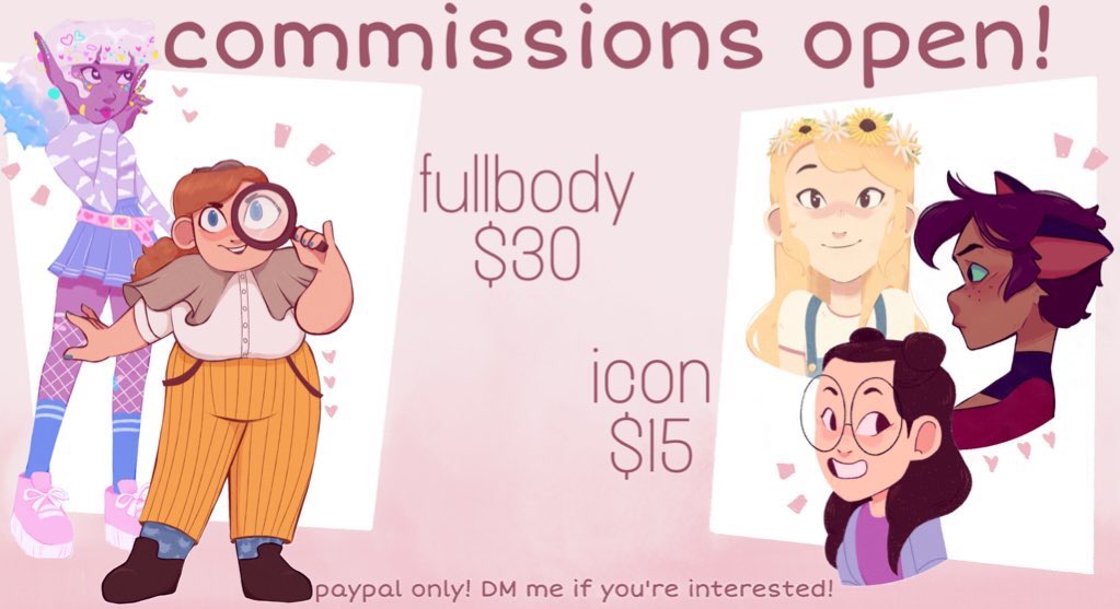 💕 Commissions are open!! 💕 (RT’s are super duper appreciated!) #commissionsopen #commissions