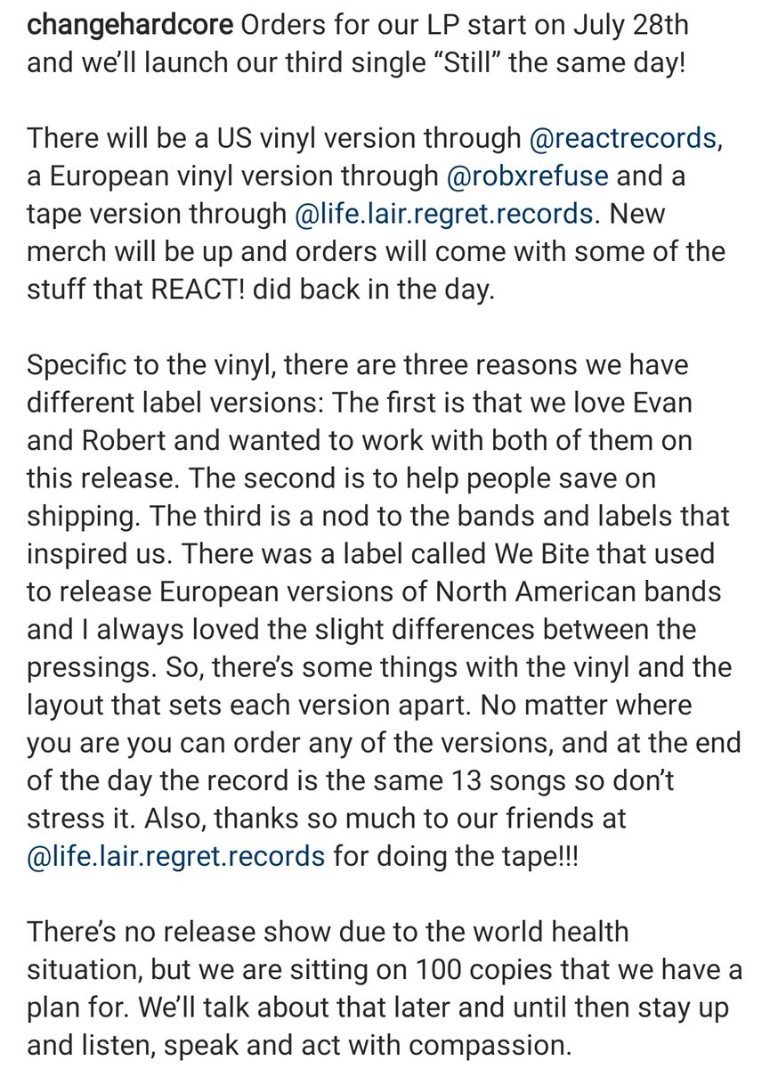 CHANGE (@changenwhc) on Twitter photo July 28 pre-orders will go live for our LP. We'll also have a new single for streaming that date.
<a href="/reactrecords/">REACT! Records</a>
<a href="/lifelairregret/">Life.Lair.Regret Records</a>
#RefuseRecords July 28 pre-orders will go live for our LP. We'll also have a new single for streaming that date.
<a href="/reactrecords/">REACT! Records</a>
<a href="/lifelairregret/">Life.Lair.Regret Records</a>
#RefuseRecords