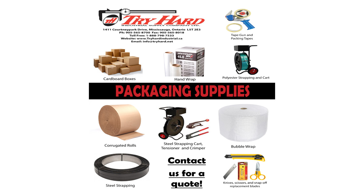 Try_Hard_Ind's tweet photo. If you need packing supplies, Try Hard has them! From bubble wrap to steel strapping to cardboard boxes, all of your warehouse needs are here! Contact us at 905-565-8700 or email at info@tryhard.net for a free quote!
#steelstrapping #bubblewrap #tryhardindustrial #handwrap https://t.co/4cE6A02ITr