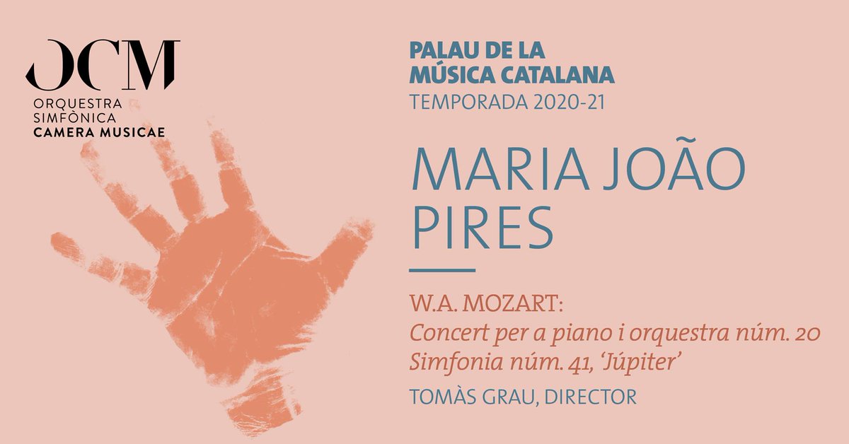 🎼 Maria João Pires &amp; Mozart · Concert núm. 20 + Simfonia ‘Júpiter’
🗓 Martes 22 de Diciembre
🕗 20:00
🎭 Palau de la Música Catalana, Barcelona
🎺 @orquestraOCM