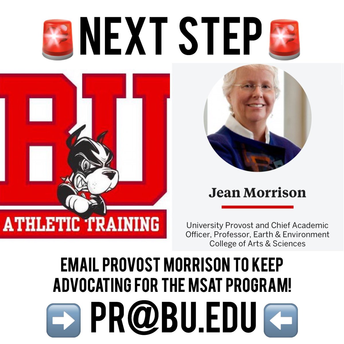 Ariana_ATC's tweet photo. Thanks to all who have advocated on behalf of BU MSAT. Please elevate our cause by emailing Provost Jean Morrison! https://t.co/Kc3NDIU0NY