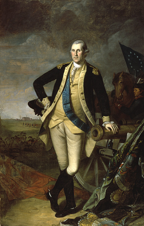 But also, this is a 1779 portrait of Washington by Charles Wilson Peale. Who is this dude with his squishy round face??? (Side note: can we also talk about that big phallic cannon at crotch height, representing both his power as a military leader and a virile father figure?) 8/