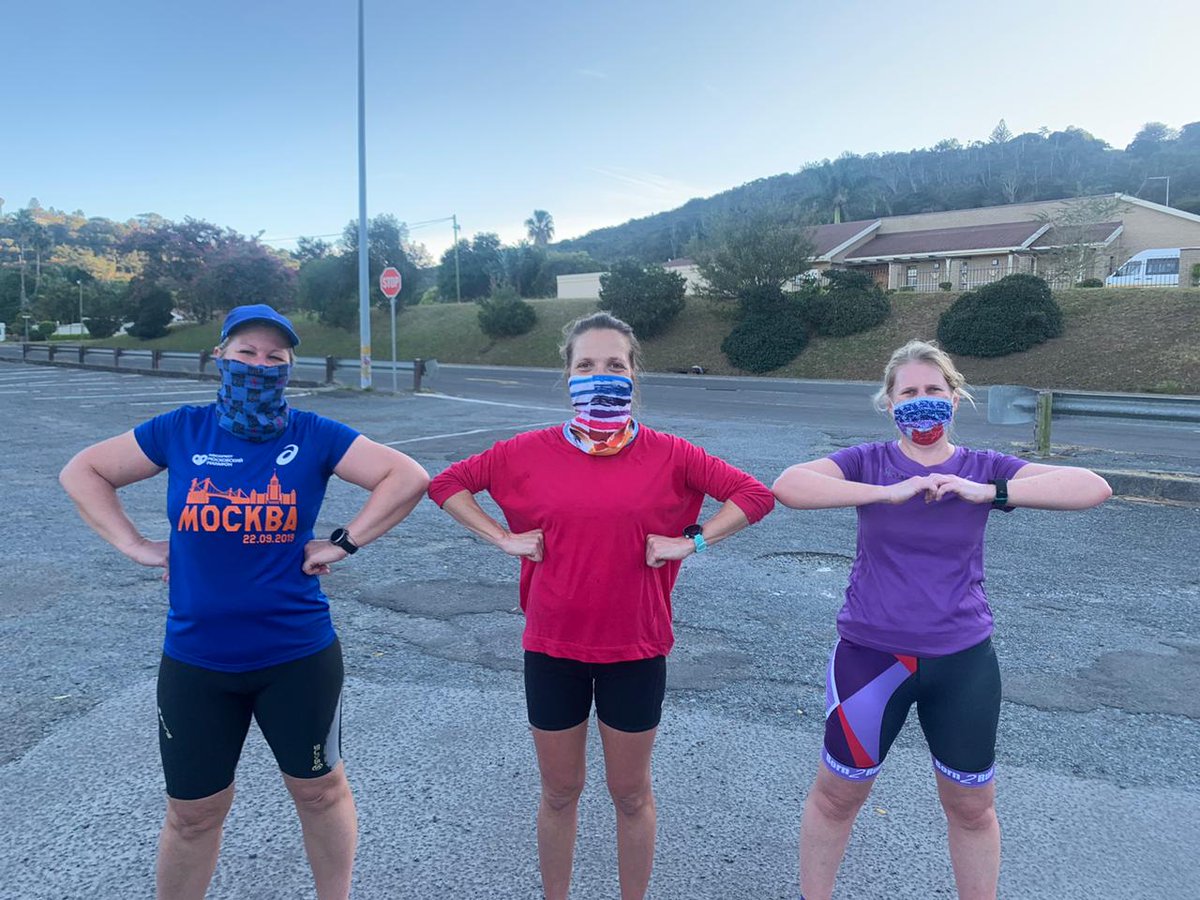 Born2RunEL's tweet photo. Robyn @Charlies_Bird a superb member of our @EasyEquities @Born2RunEL club on your left, running in a tough time while serving the medical profession, Lyn far right in a different time 4 hospitality industry, & #StephS in the centre recently had daughter No2 @rus_spring https://t.co/pzZWZc4SD9