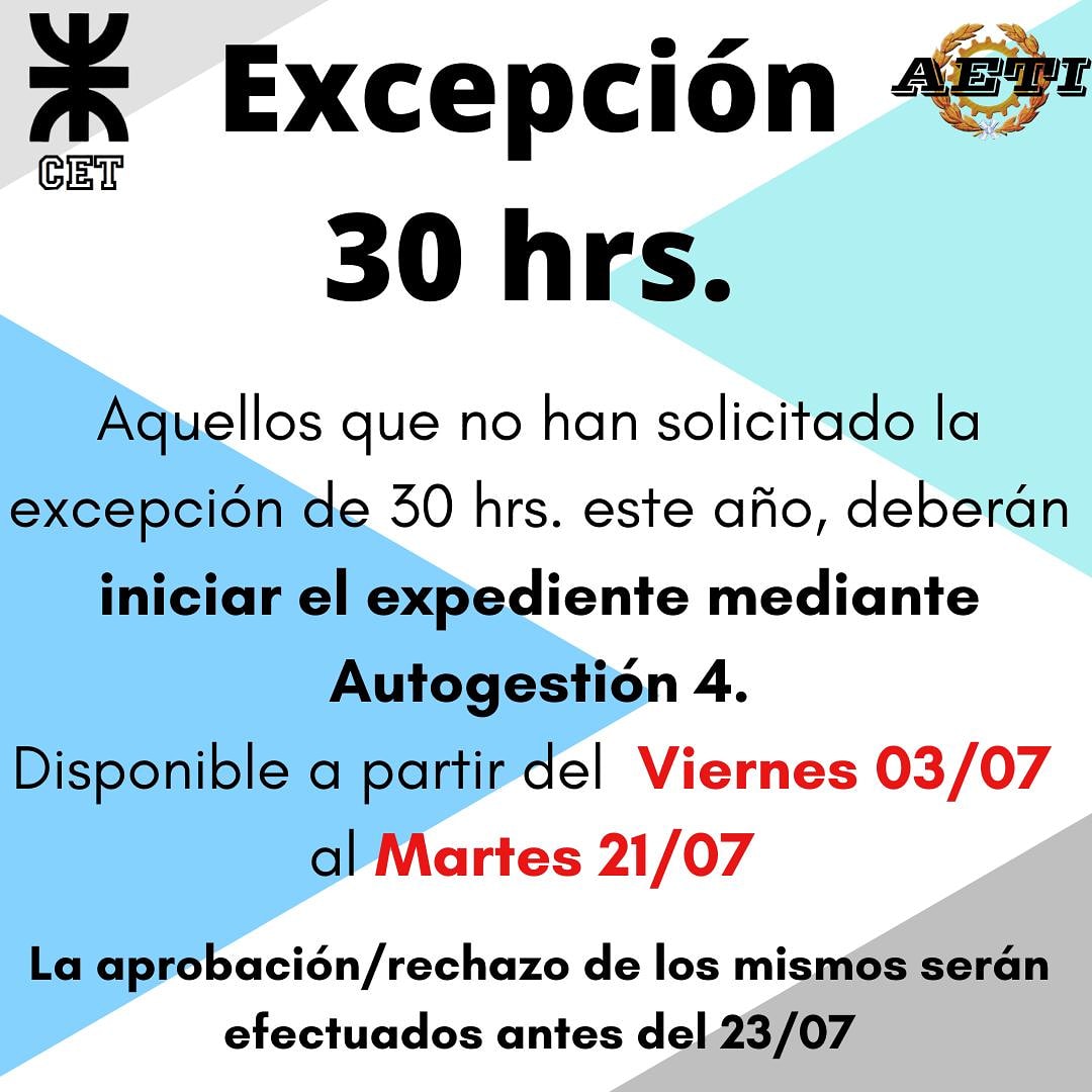 [ EXCEPCIÓN 30HS ]