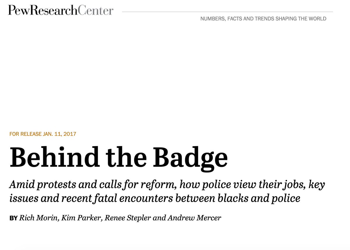 443/ "Virtually all white officers (92%) but only 29% of their black colleagues say that the country has made the changes needed to assure equal rights for blacks. ... The views of white officers differ from those of their black colleagues ... [and] from those of whites overall."