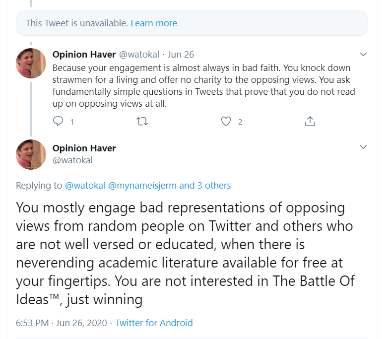 STEP 5: BE A FAKE INTELLECTUAL.Pretend to be on a noble and honest quest for truth in a world gone mad, but ask basic, disingenuous, rhetorical questions to your audience in tweets.Do NOT Google.Do NOT engage serious answers from your audience.DO. NOT. LEARN.Stay the course.