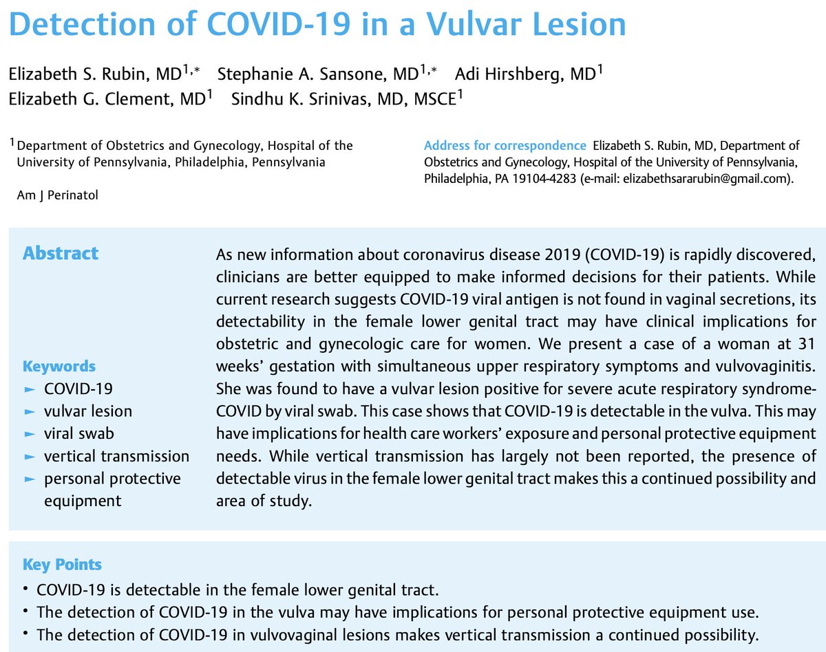 AmJPerinatology's tweet photo. Detection of COVID-19 in a Vulvar Lesion https://t.co/pCKr8m83Qf #COVID19 #PPE #pregnancy https://t.co/bfUNqZyM0m