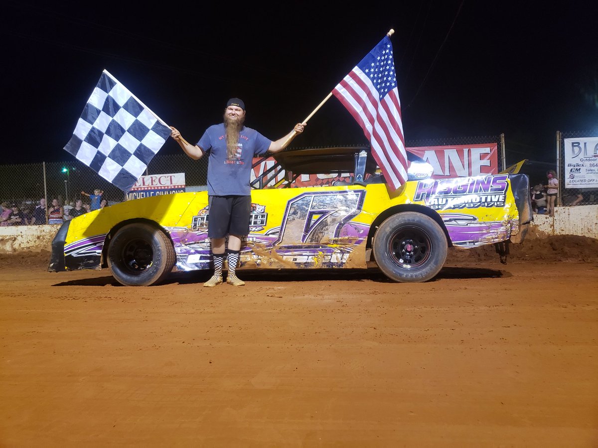 SpeedwayLaurens's tweet photo. 🇺🇸🏁🇺🇸🏁🇺🇸🏁🇺🇸🏁

"The Beard" @MrChappell17 got up on the wheel &amp; took home the big 🏆!

Chappell chopped down the points lead by scoring his 2nd victory of the season! 

🧔🧔🧔🧔🧔🧔🧔🧔🧔🧔

#TheBeard #sundayvibes #IndependanceDay #USA #WINNERCITY https://t.co/DDJwB5FxNC