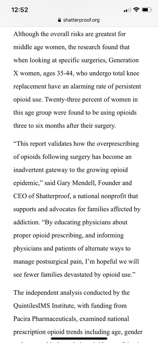 And here’s where Gary Mendel is trying to practice  #sexist medicine, saying women are the most persistent opioid users (insinuating addiction), partnering with Pacira and an org called the American Society of Enhanced Recovery.