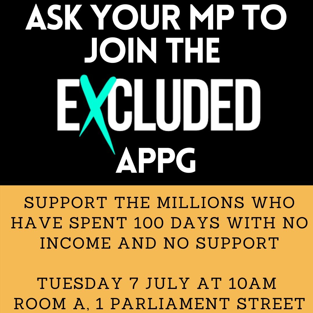 I'm a member of #excludeduk &amp; would like to request the support of my local MP’s <a href="/bhatti_saqib/">Saqib Bhatti MP</a> &amp; <a href="/julianknight15/">Julian Knight</a>.Can you please confirm to <a href="/jamie4north/">Jamie Stone MP</a> if you will be attending on Tuesday for the APPG? <a href="/hbaldwin/">Harriett Baldwin</a> <a href="/OwenPaterson/">Owen Paterson</a> <a href="/Alex_Stafford/">Alexander Stafford</a> <a href="/birminghammaiI/">Birmingham Mail</a>