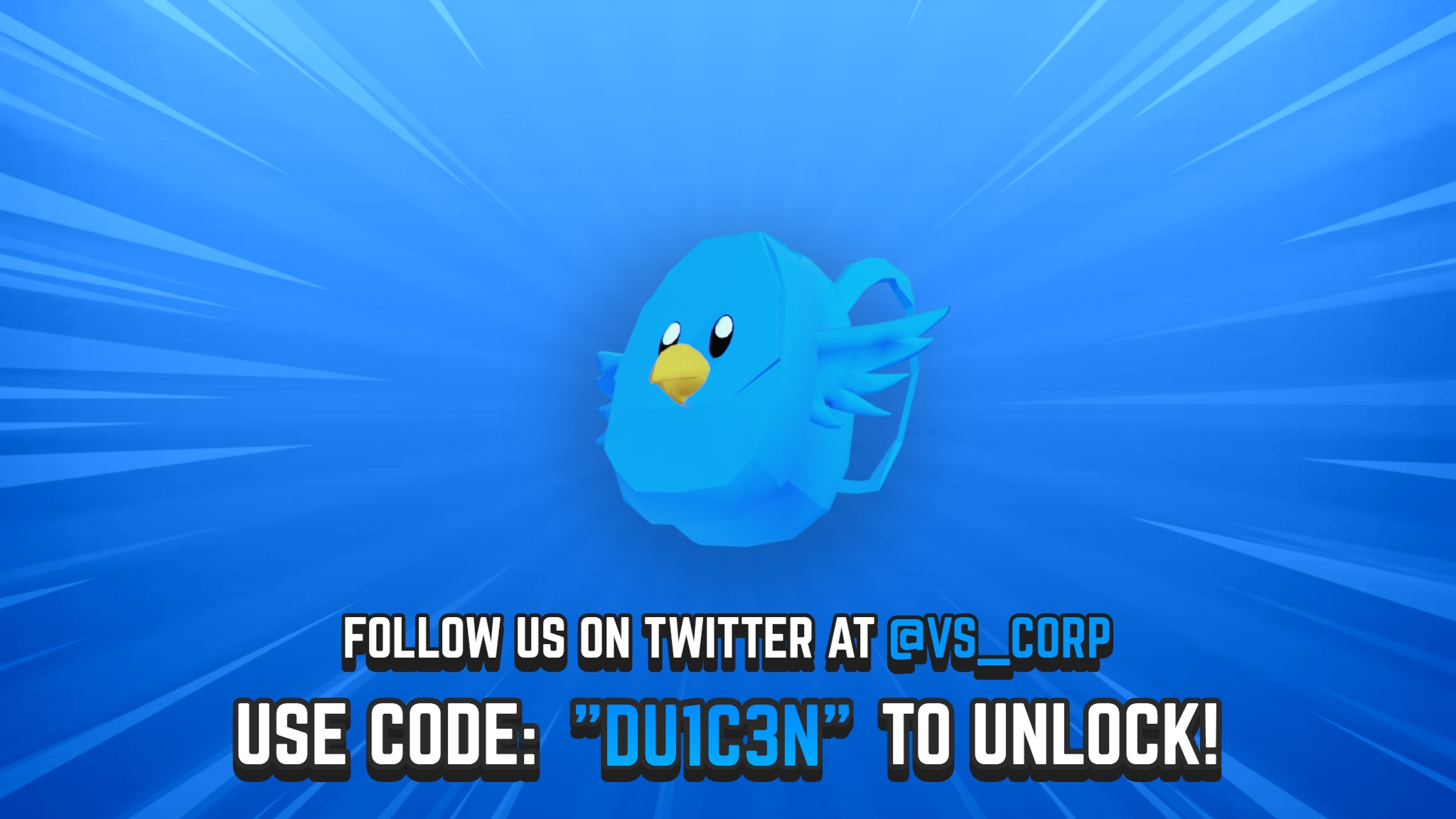 VSCorp on X: Be sure to follow us on Twitter and use code: DU1C3N to  redeem a free Blue Bird Backpack! 🐦#Roblox #RobloxDev #TheAdventureGames   / X