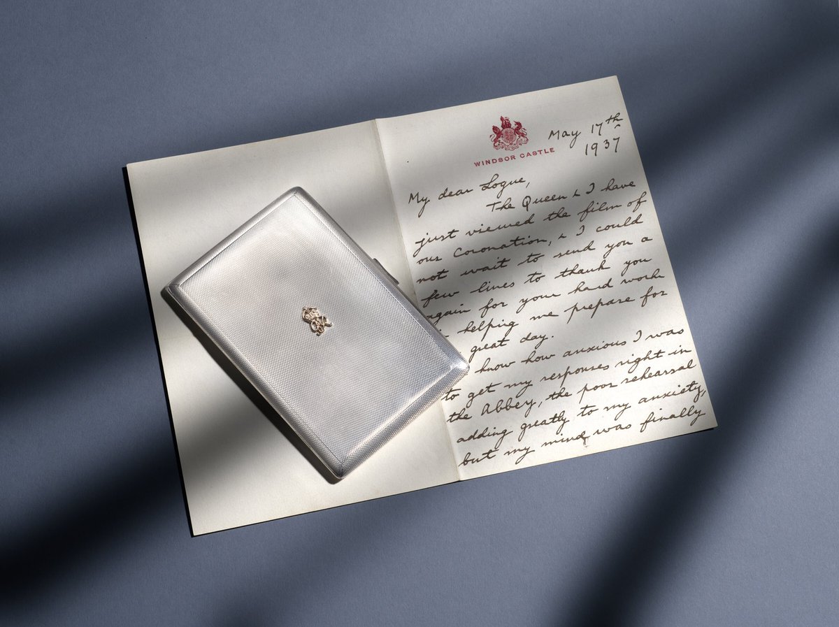 JeremyLamond's tweet photo. It doesn’t get more personal than this..Lionel Logue’s cigarette case given to him by George VI and accompanying letter of thanks. Speechless? Coming up ⁦@WoolleyWallis⁩ 22/23rd July #auction estimate £4000/6000 (+BP) #antiques #lionellogue #thekingsspeech https://t.co/3aUTCeA1NQ