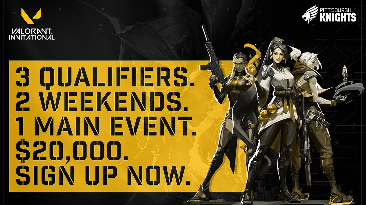 sfX_x1's tweet image. The Pittsburgh Knights (@KnightsGG) introduces:
Knights Valorant Invitational Gauntlet!!

There's $27,000 in prize money up for grabs! WHERE YOU AT?!

Stay tuned for the invited teams that we have for this event 👀

SIGN UP NOW!! 👇
📝 pks.gg/gauntlet
🦁 #KnightsGauntlet