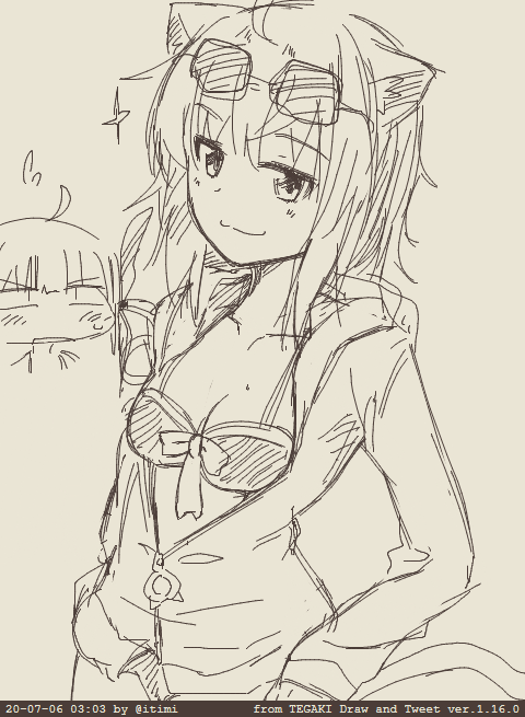 水着パーカーおかゆん #tegaki_dt 