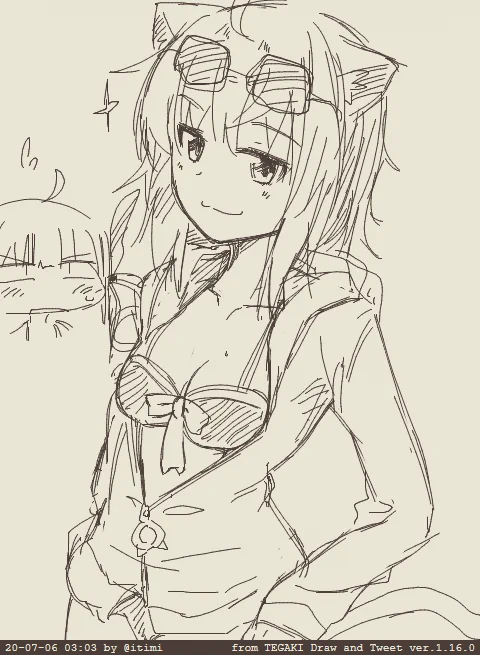 水着パーカーおかゆん #tegaki_dt 