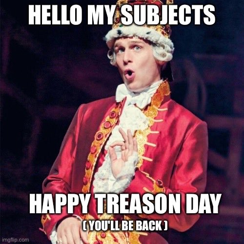 undeniablyrob's tweet photo. Happy #4thofJuly #4thofjulyweekend from #KingGeorge @HamiltonMusical #IndependenceDay https://t.co/jdp0tYCDXY