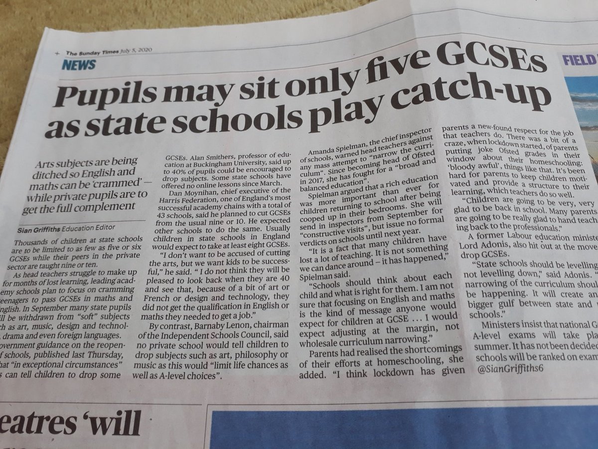 DeborahAnnetts's tweet image. Read two pieces @thesundaytimes today. One about state pupils being withdrawn from "soft" subjects like music.Second states venues are to be encouraged to be "aggressively mothballed" till they can be profitable again. @DCMS @educationgovuk this is not good enough @ISM_music