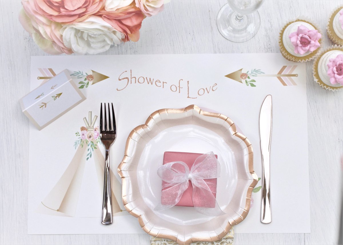 JAEN_Designs's tweet photo. Definitely one our fav, our Boho Shower of Love design is simple and so soft. It's perfect for baby or bridal showers and has gorgeous complimenting note cards, invites and tent cards #jaendesigns #modernpaper #babyshower #bridalshower #showerideas  #tablescapes  #paperplacemats https://t.co/fApkJD0tfB